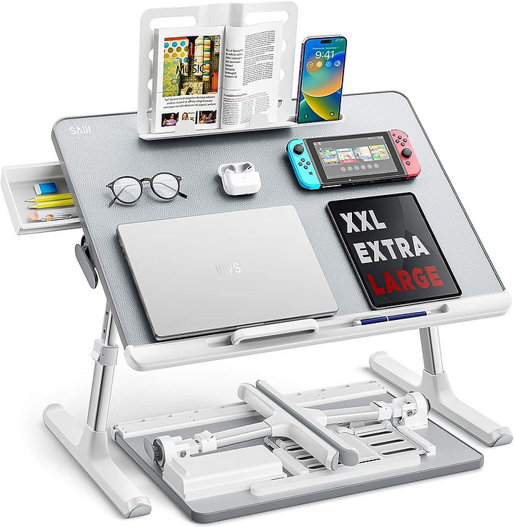 silver laptop desk with adjustable height