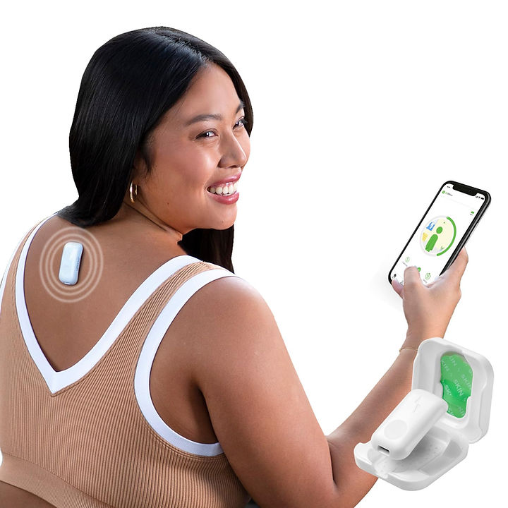 female using a posture trainer app